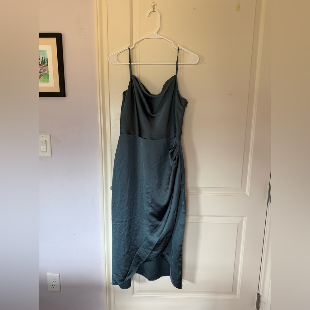 Cowl Neck Satin Midi Dress
